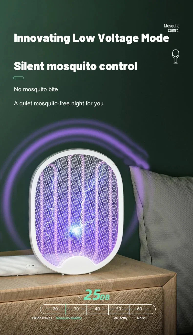 1pc New Mosquito Killer Lamp USB Rechargeable Electric Foldable Mosquito Killer Racket Fly Swatter 3000V Repellent Lamp