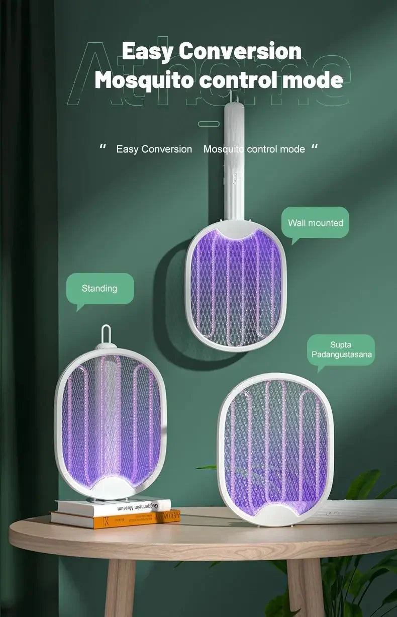 1pc New Mosquito Killer Lamp USB Rechargeable Electric Foldable Mosquito Killer Racket Fly Swatter 3000V Repellent Lamp