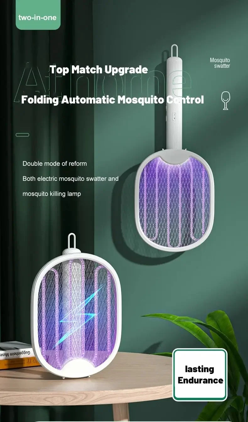 1pc New Mosquito Killer Lamp USB Rechargeable Electric Foldable Mosquito Killer Racket Fly Swatter 3000V Repellent Lamp