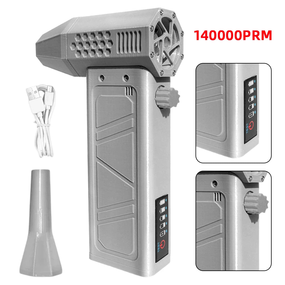 2024 Mini Turbo Jet Fan 140000RPM Brushless Motor Adjustable wind speed Handheld Duct Fan 52M/S Turbo Fan with Power Display