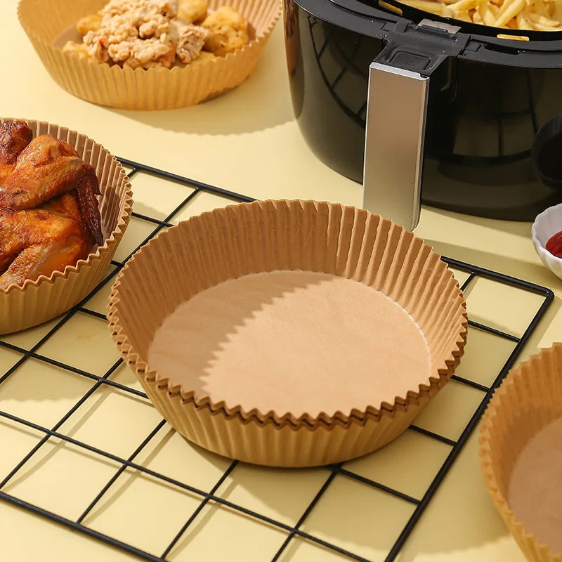 50/100PCS Air Fryer Disposable Paper Square Round Baking Paper Barbecue Plate NonStick Mat Kitchen Oven Oil Absorbing Paper Tool