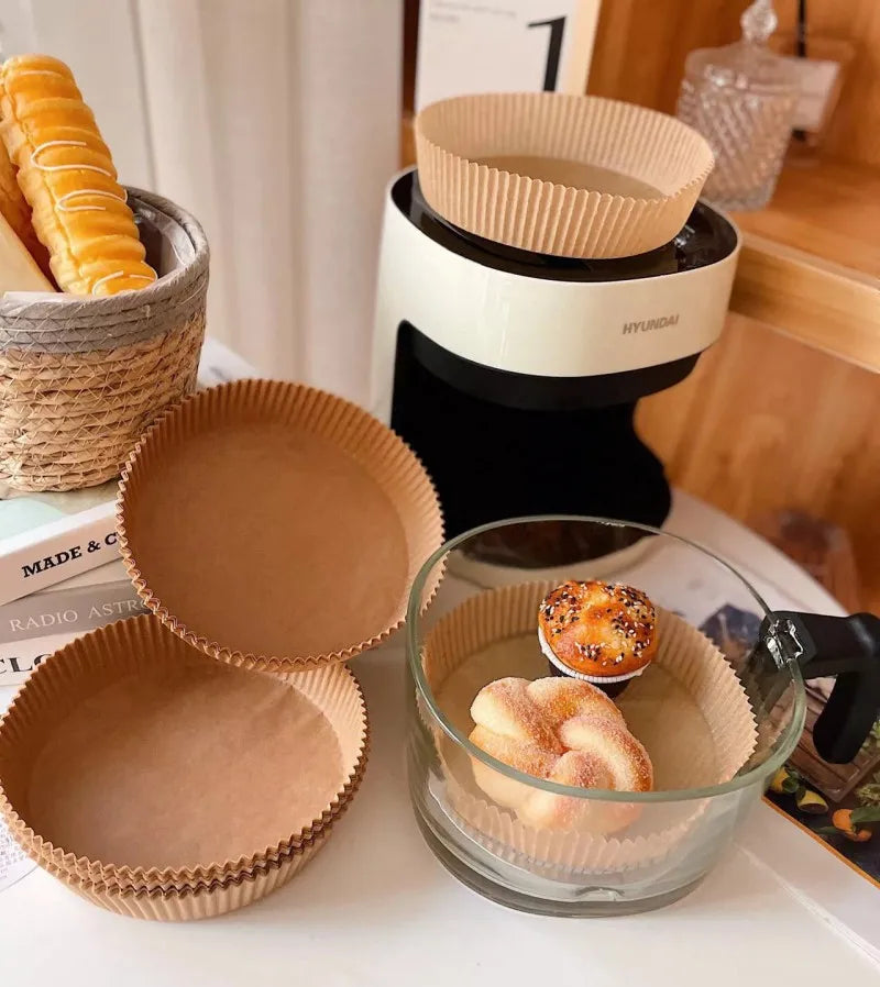 50/100PCS Air Fryer Disposable Paper Square Round Baking Paper Barbecue Plate NonStick Mat Kitchen Oven Oil Absorbing Paper Tool