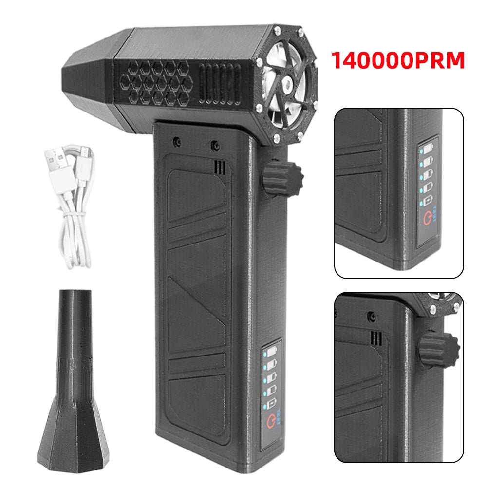 2024 Mini Turbo Jet Fan 140000RPM Brushless Motor Adjustable wind speed Handheld Duct Fan 52M/S Turbo Fan with Power Display