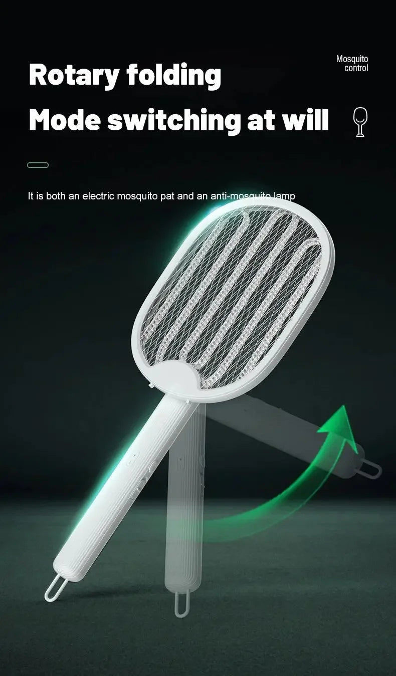 1pc New Mosquito Killer Lamp USB Rechargeable Electric Foldable Mosquito Killer Racket Fly Swatter 3000V Repellent Lamp